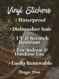 Vinyl Stickers, Waterproof, Dishwasher Safe, Indoor / Outdoor, Easily Removeable