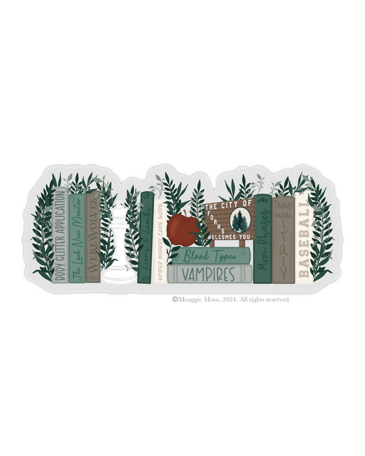 Forks Washington Bookshelf Waterproof Sticker | 4.25"x 1.9"