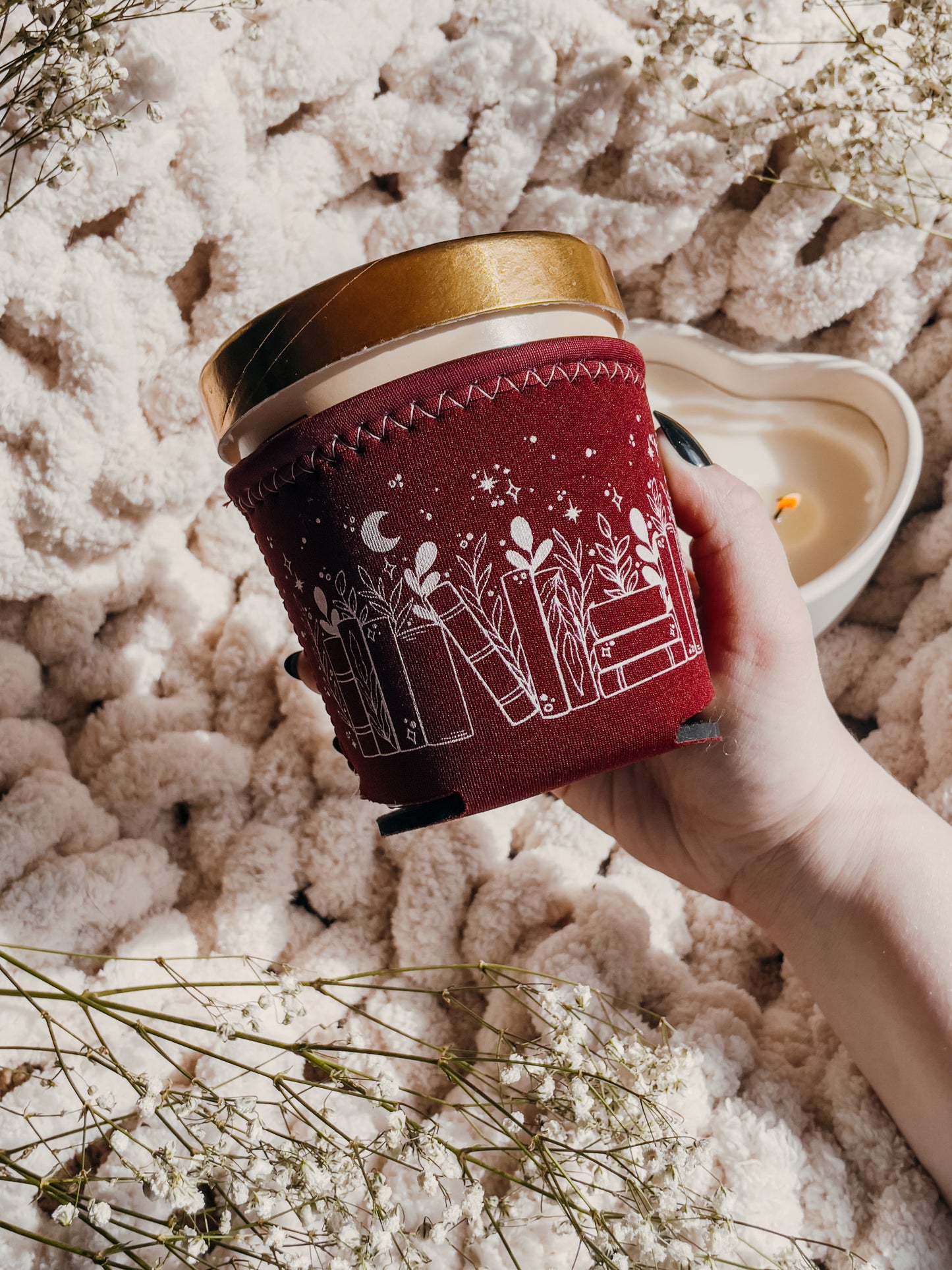 Magical Forest Bookshelf Ice Cream Pint Sleeve | Maroon