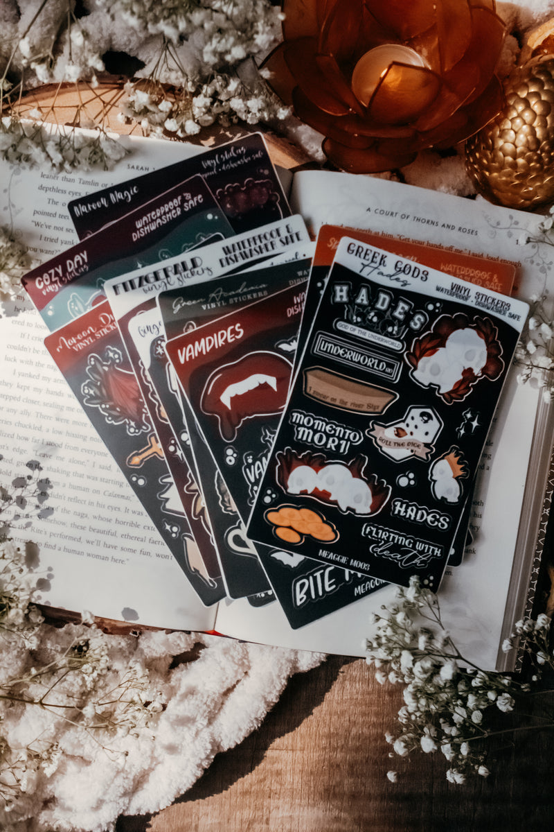 Vampire Bookish Sticker Sheet  6"x4"