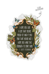 Fitzgerald Start Over Quote Sticker