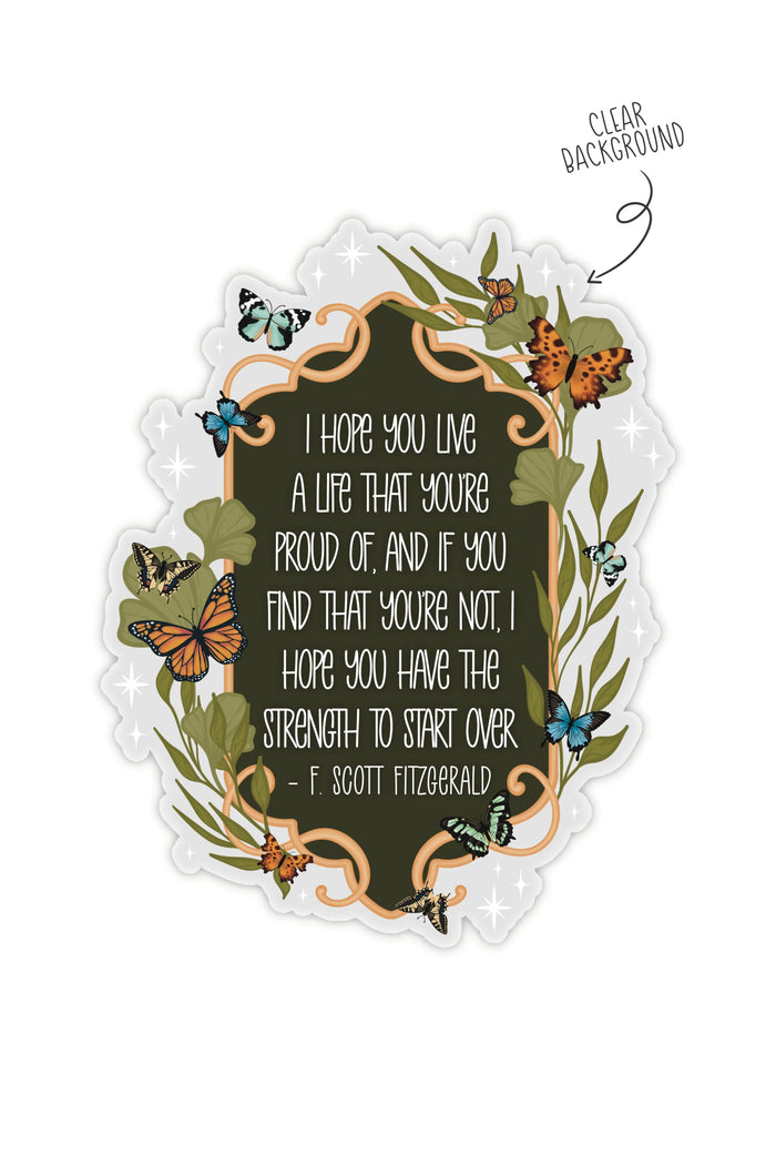 Fitzgerald Start Over Quote Sticker