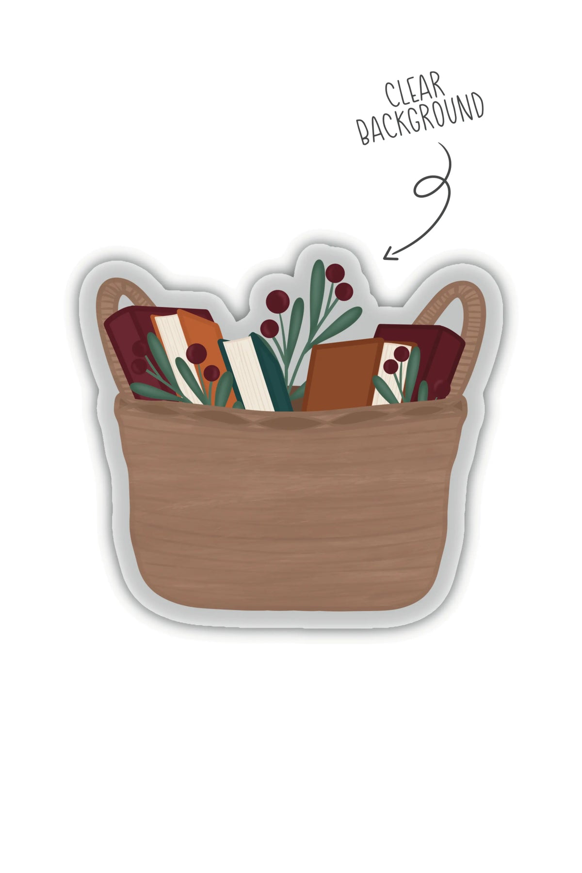 Cozy Book Basket Waterproof Vinyl Sticker