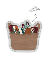 Cozy Book Basket Waterproof Vinyl Sticker
