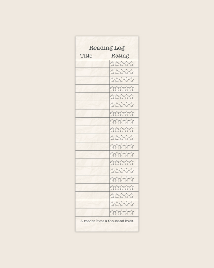 Reading Log Bookmark