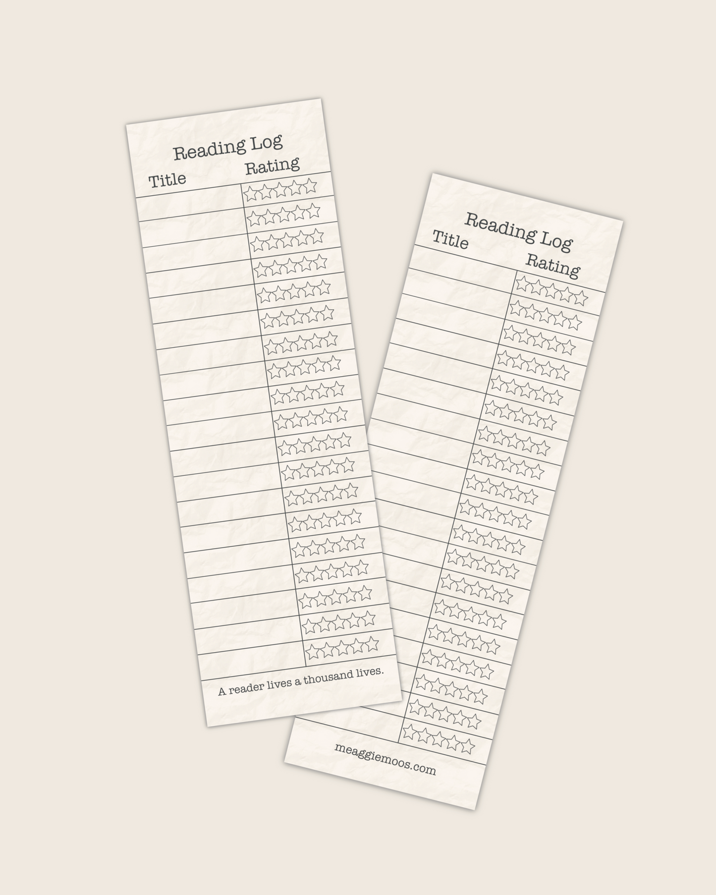 🎁 Reading Log Bookmark (Discount)