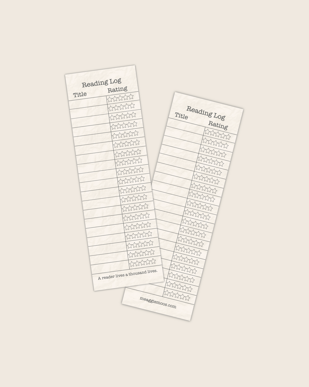 Reading Log Bookmark