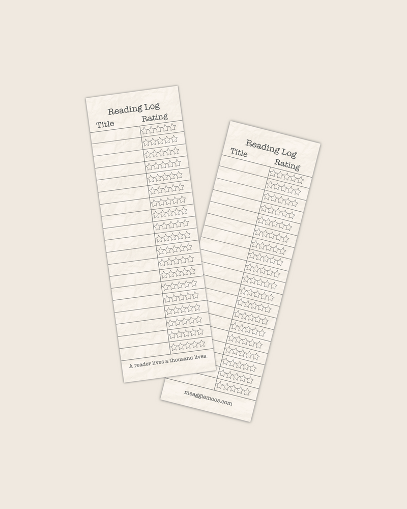 Reading Log Bookmark