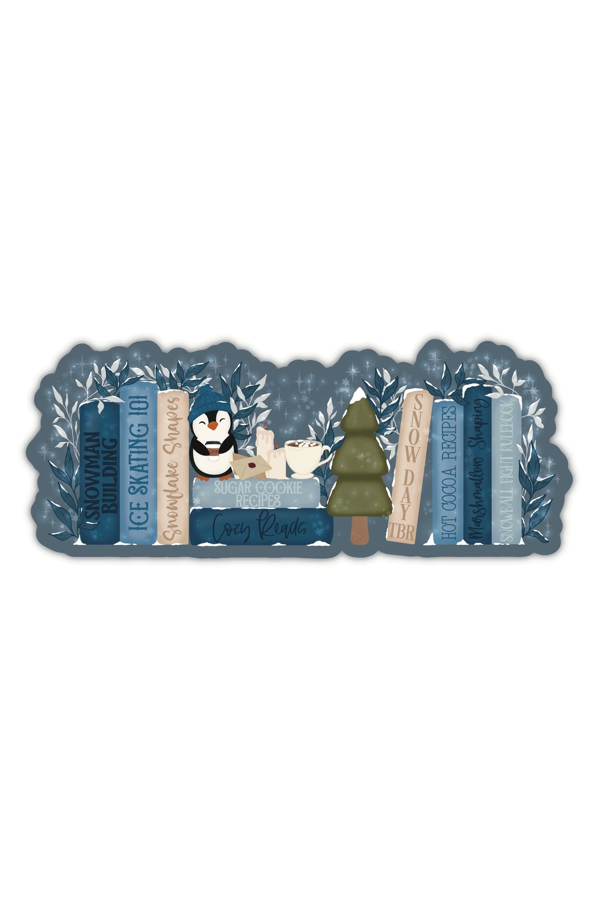 Waterproof Vinyl Sticker | Winter Wonderland Bookshelf