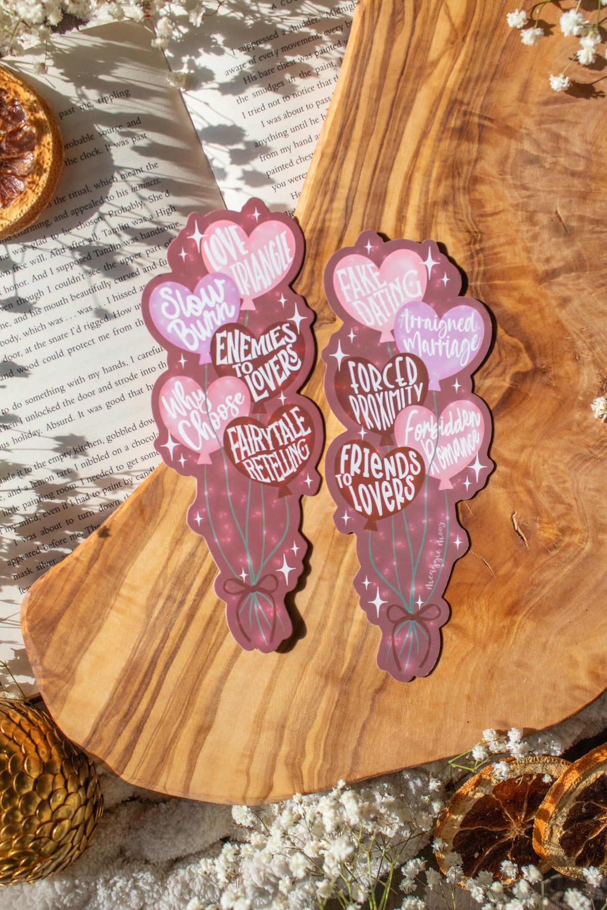 Valentines Day Book Trope Heart Balloons Die-Cut Bookmark