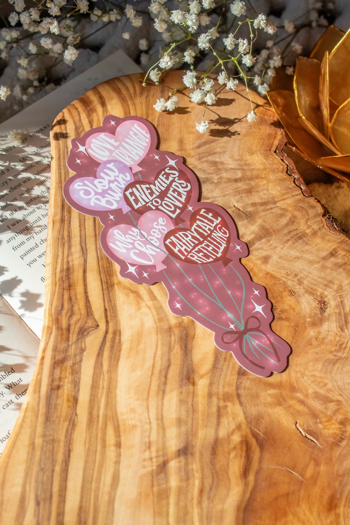 Valentines Day Book Trope Heart Balloons Die-Cut Bookmark