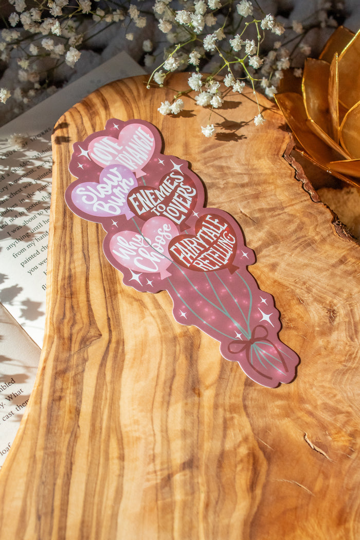 Valentines Day Book Trope Heart Balloons Die-Cut Bookmark