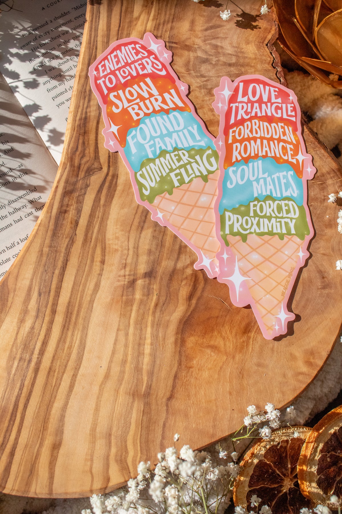Romance Reader Book Trope Ice Cream Cone Die-Cut Bookmark