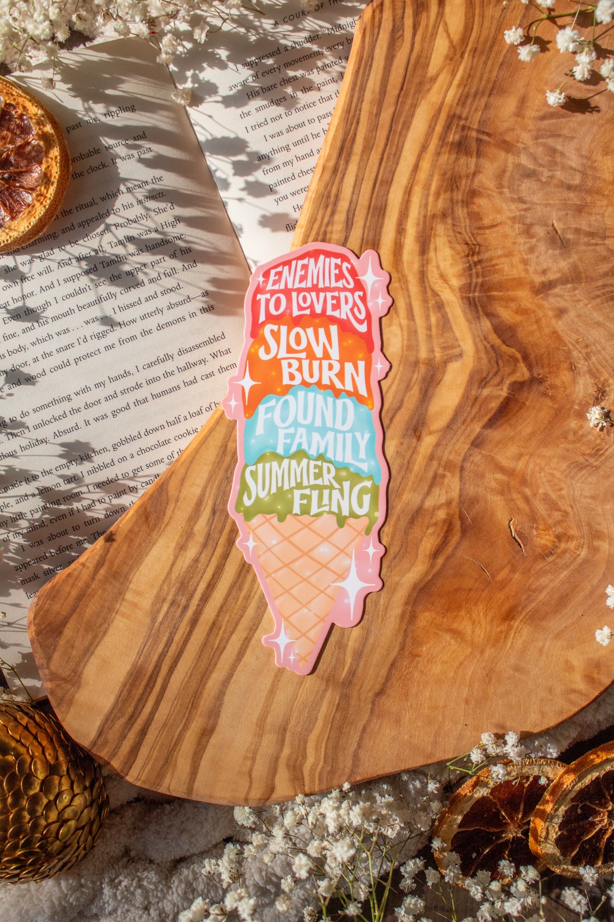 Romance Reader Book Trope Ice Cream Cone Die-Cut Bookmark