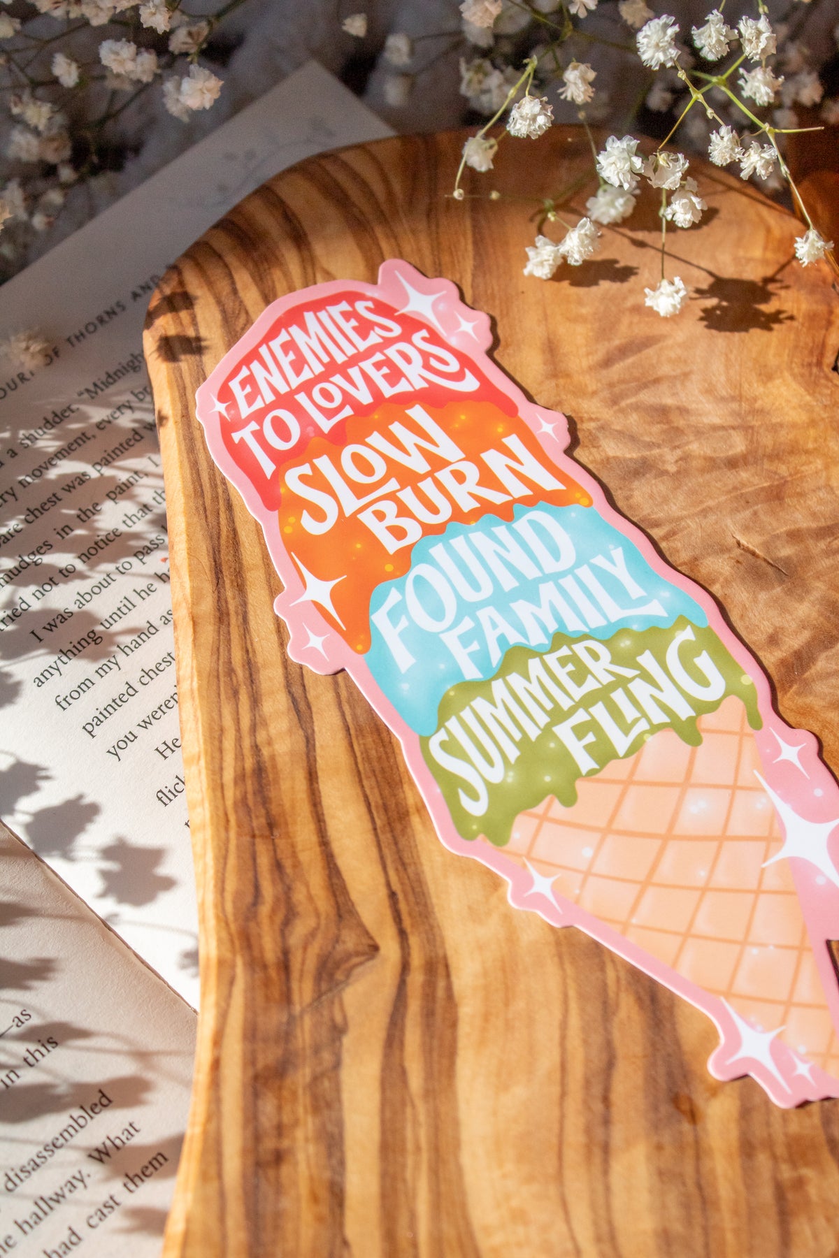 Romance Reader Book Trope Ice Cream Cone Die-Cut Bookmark
