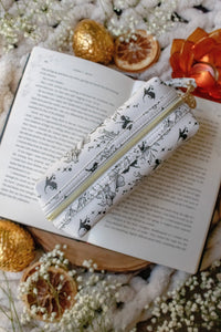 Bookish Cosmetic / Pencil Pouch Zip Bag | Ivory Swords