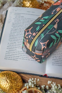 Bookish Cosmetic / Pencil Pouch Zip Bag | Burgundy Books