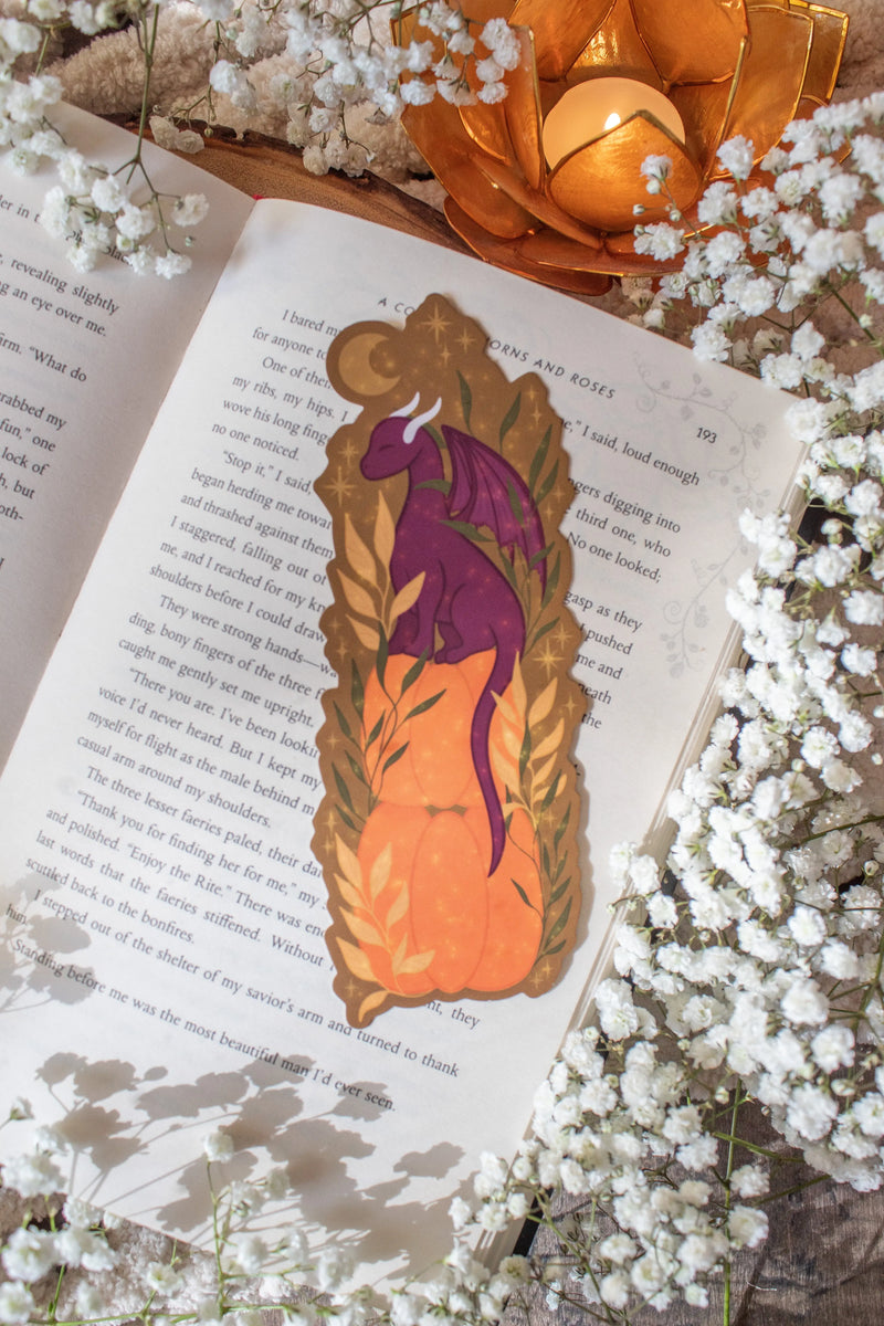 Pumpkin Stack Dragon Die-Cut Bookmark