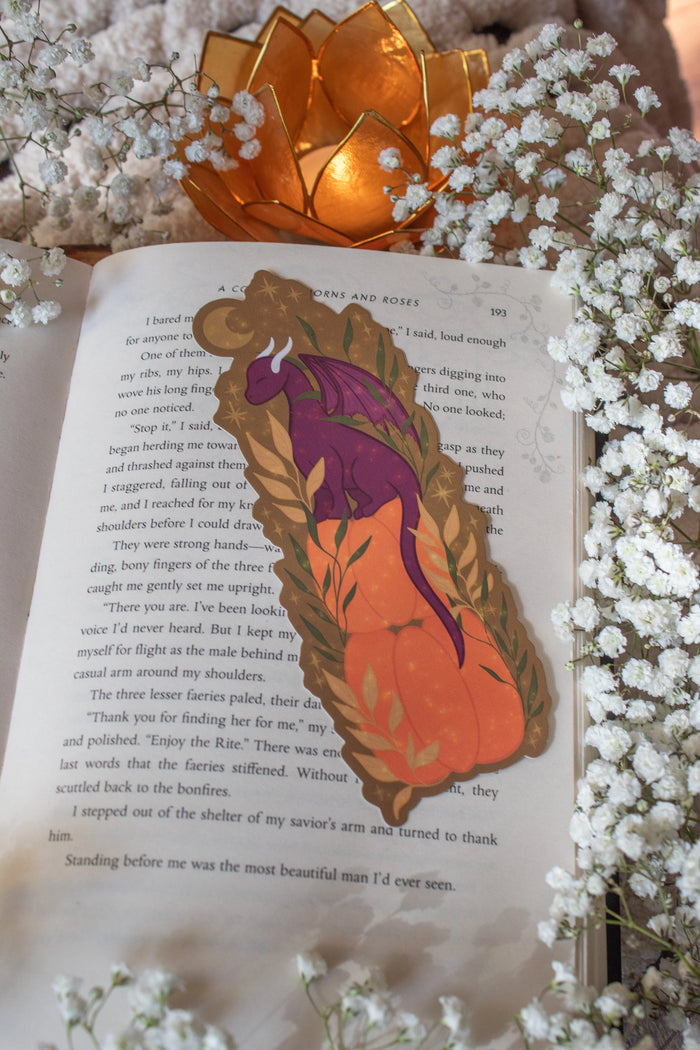 Pumpkin Stack Dragon Die-Cut Bookmark