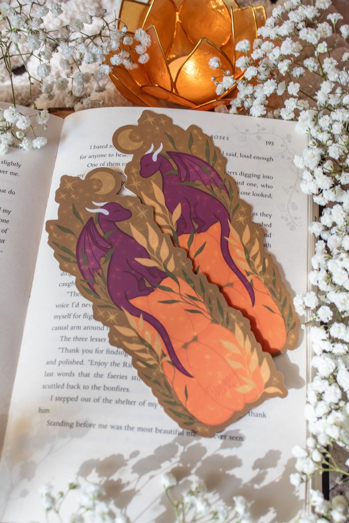 Pumpkin Stack Dragon Die-Cut Bookmark