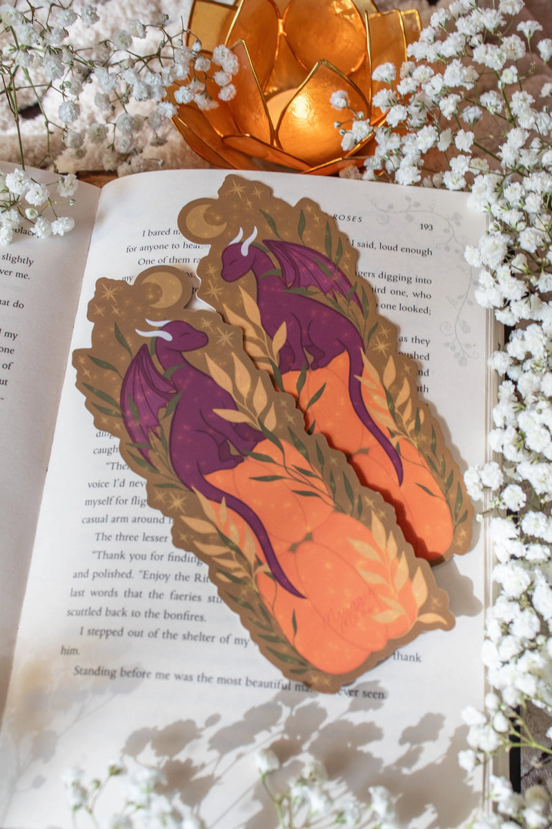 Pumpkin Stack Dragon Die-Cut Bookmark
