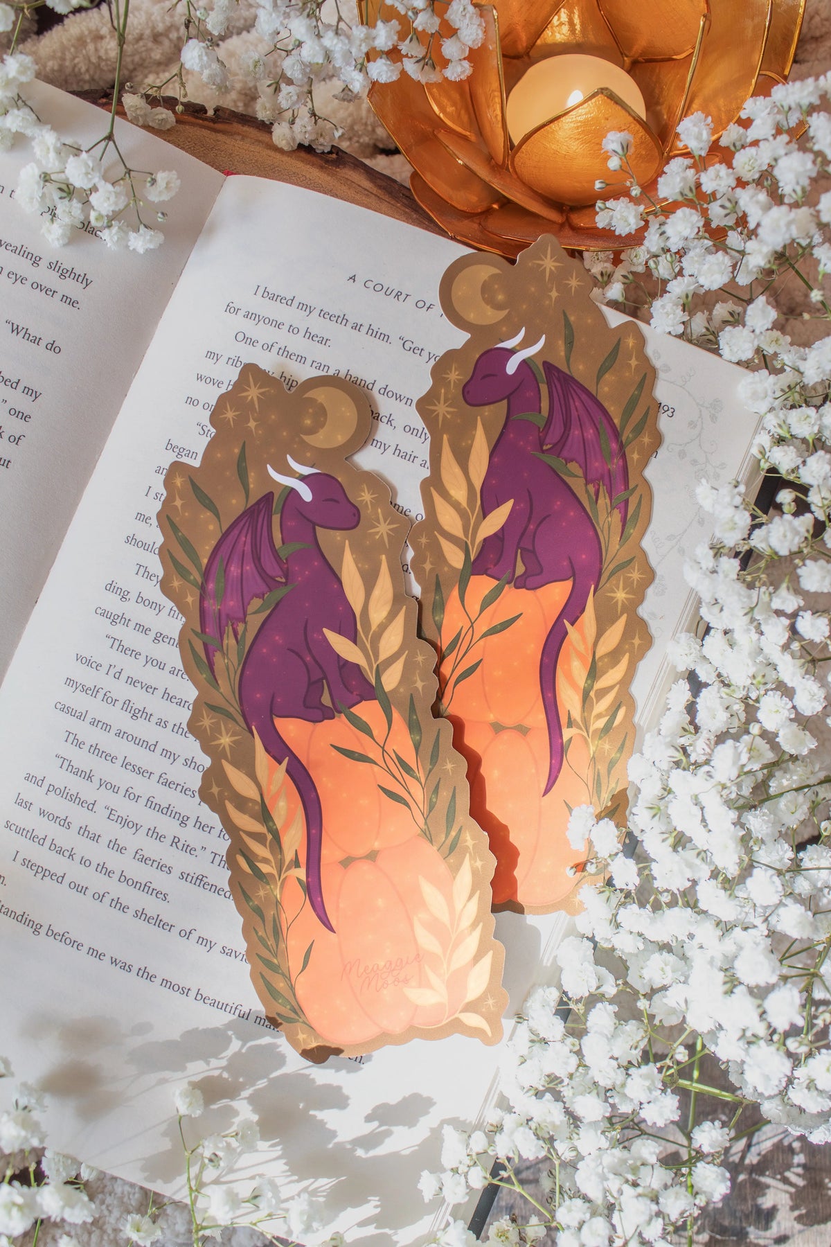 Pumpkin Stack Dragon Die-Cut Bookmark