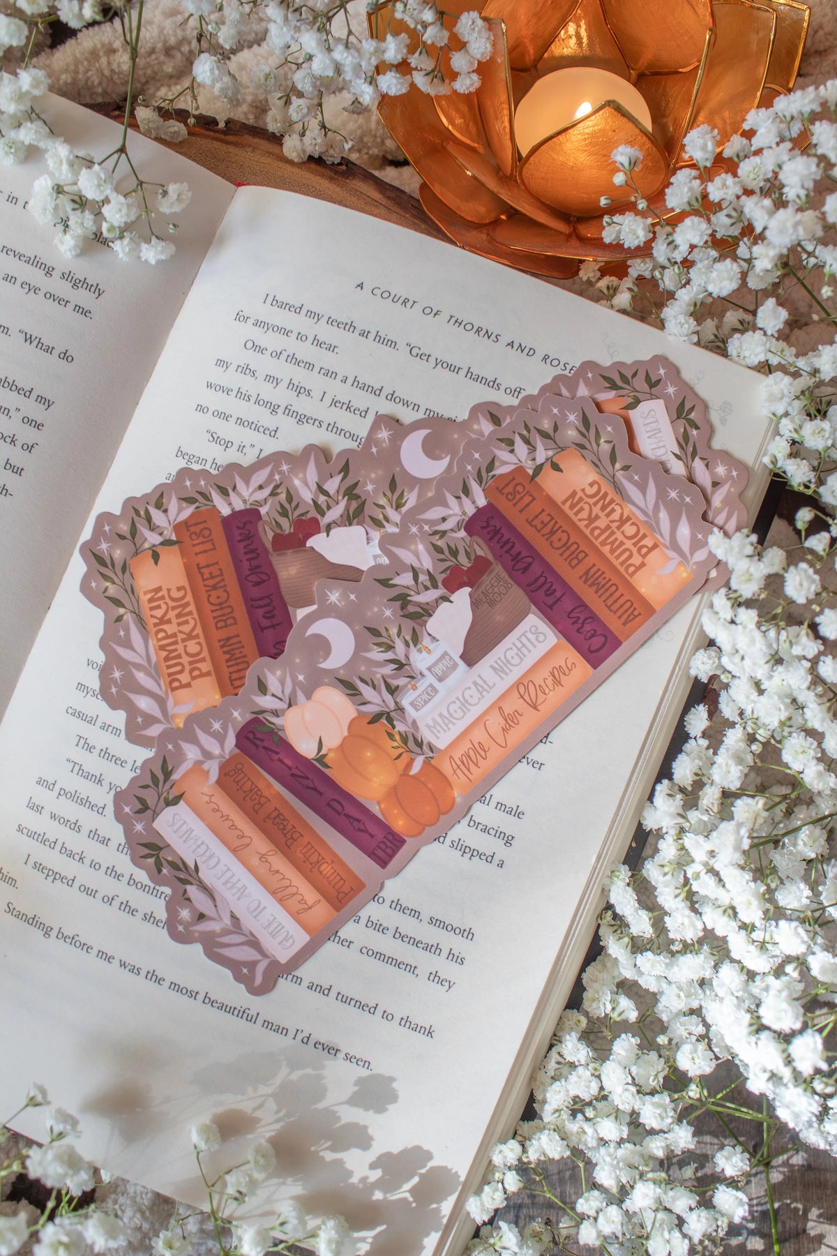Cozy Autumn Bookshelf Die-Cut Bookmark