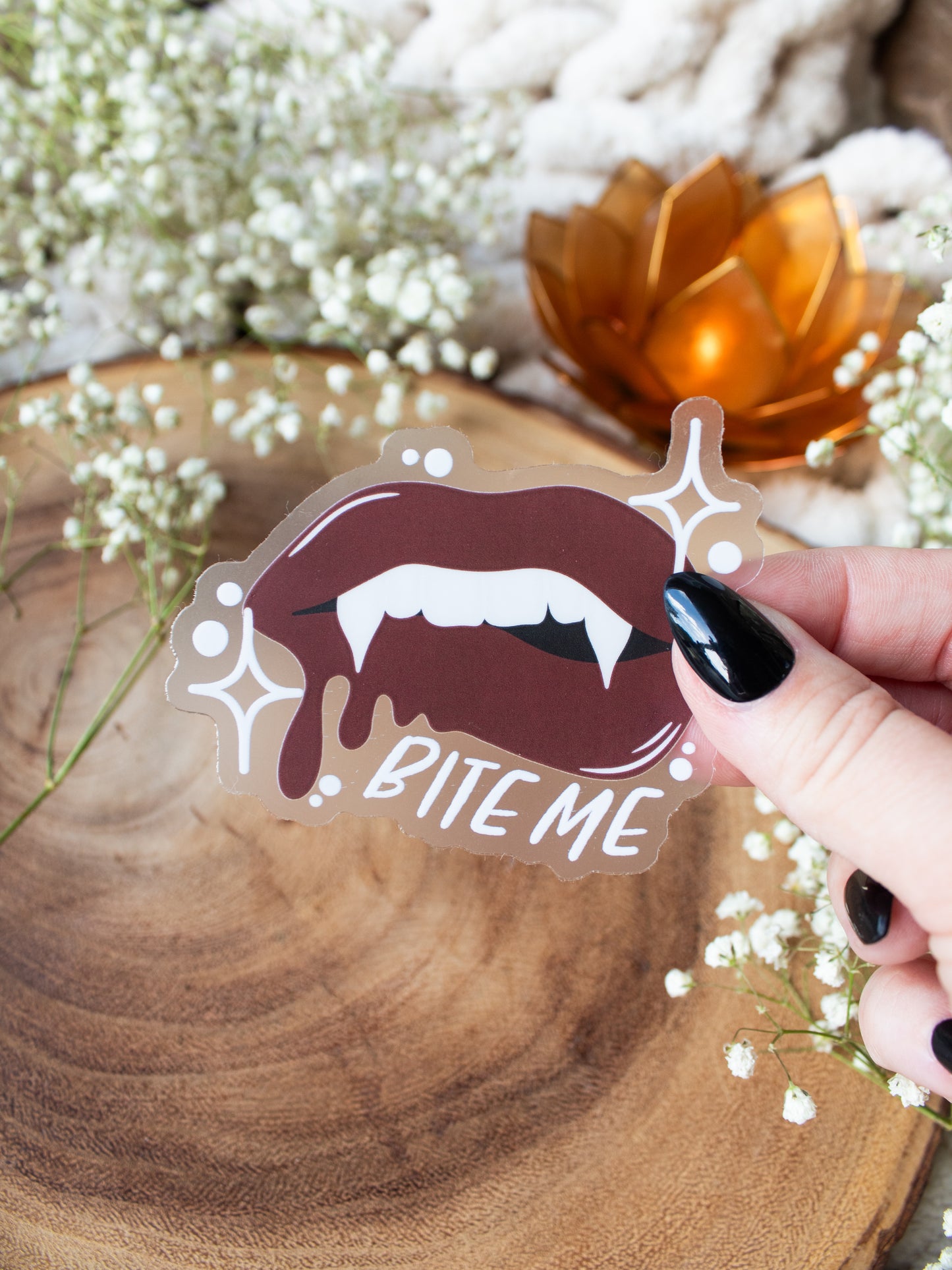 Bite Me Vampire Lips Waterproof Sticker | 3"x2.5"