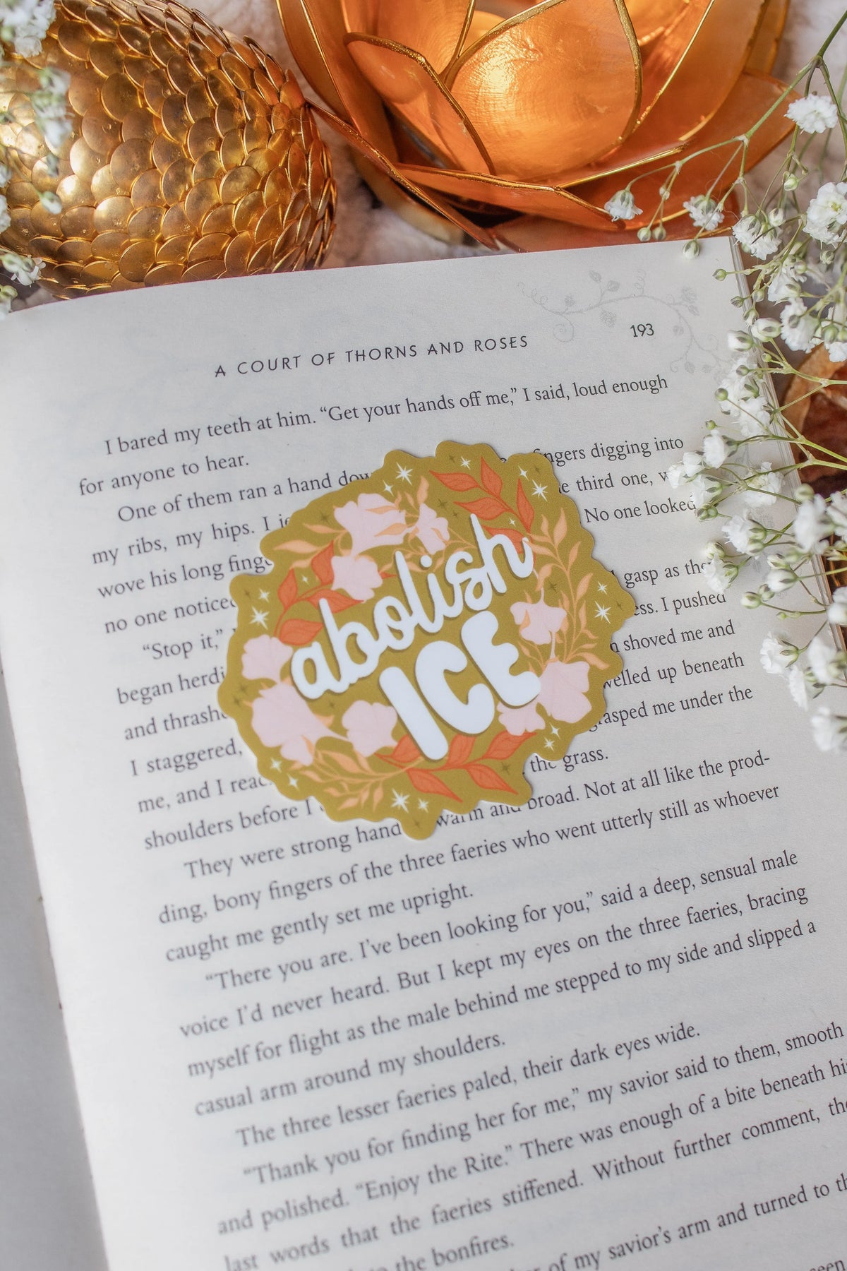 Abolish ICE Floral Waterproof Vinyl Sticker