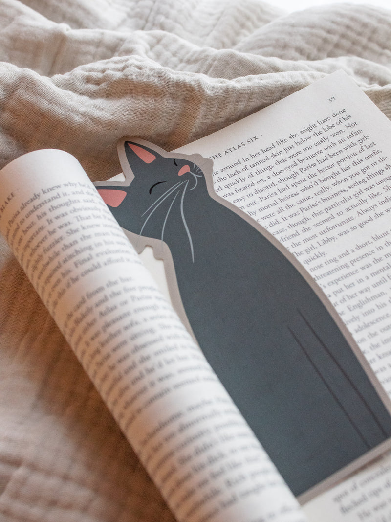 Little Grey Kitty Cat Die-Cut Bookmark
