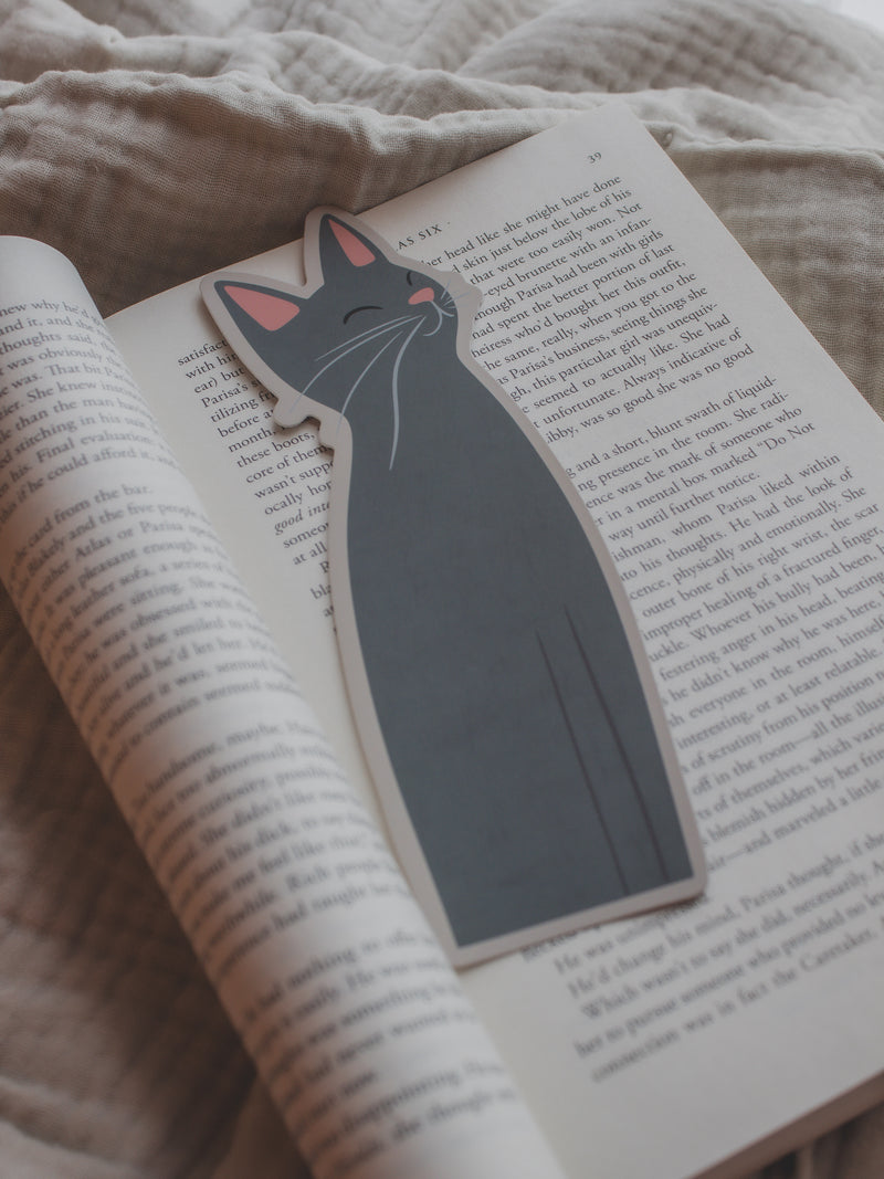 Little Grey Kitty Cat Die-Cut Bookmark