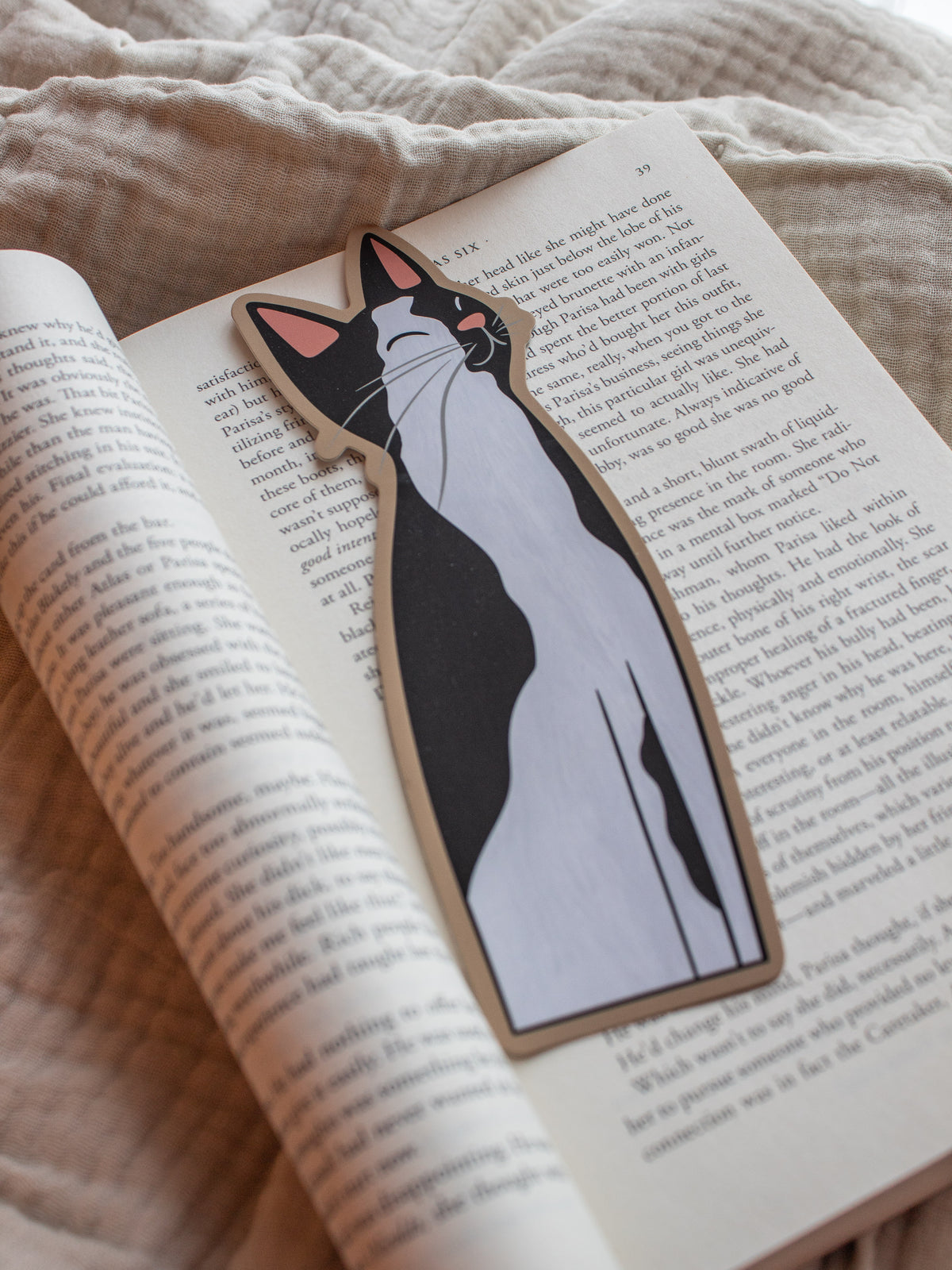 Little Black & White Kitty Cat Die-Cut Bookmark