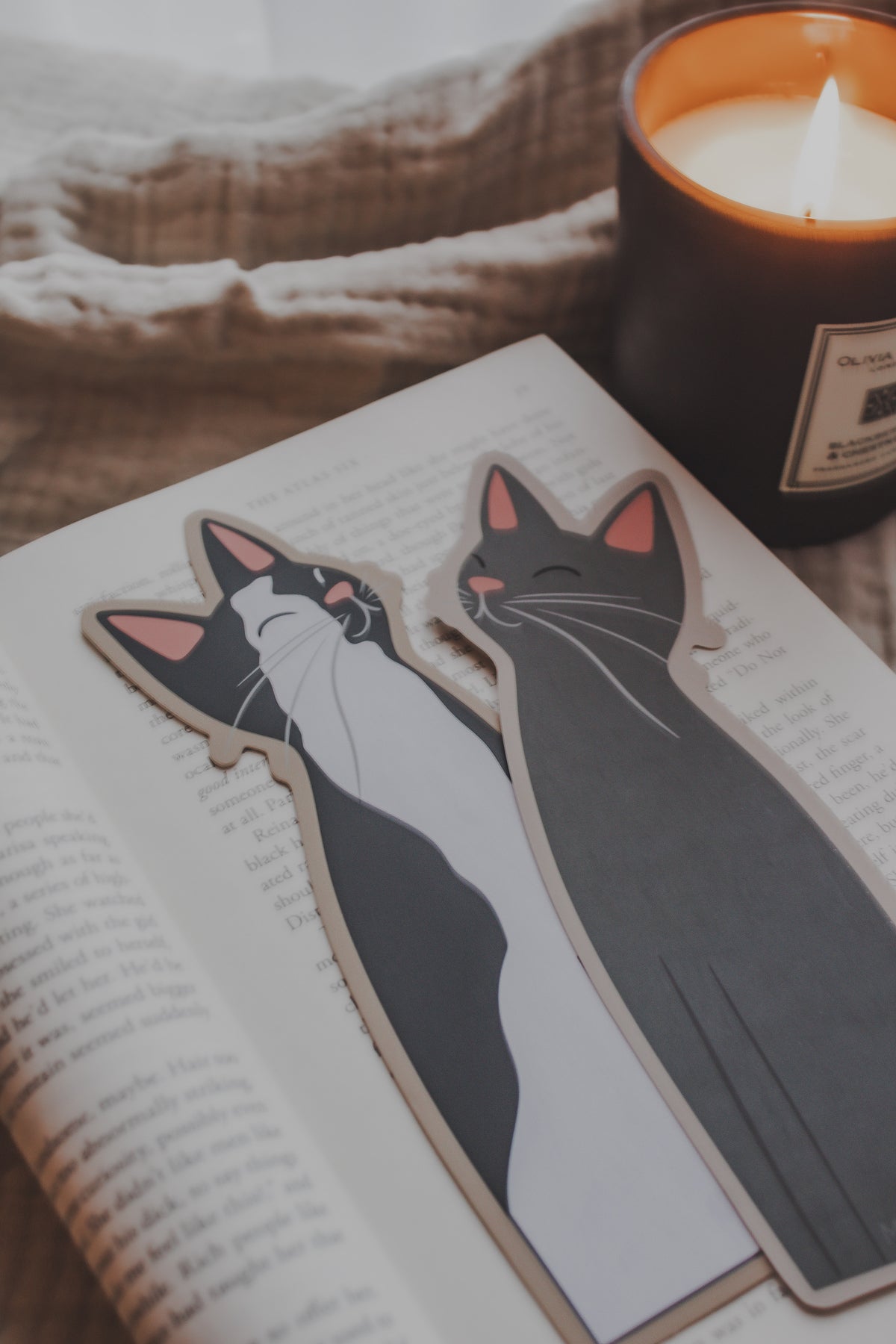 Little Black & White Kitty Cat Die-Cut Bookmark