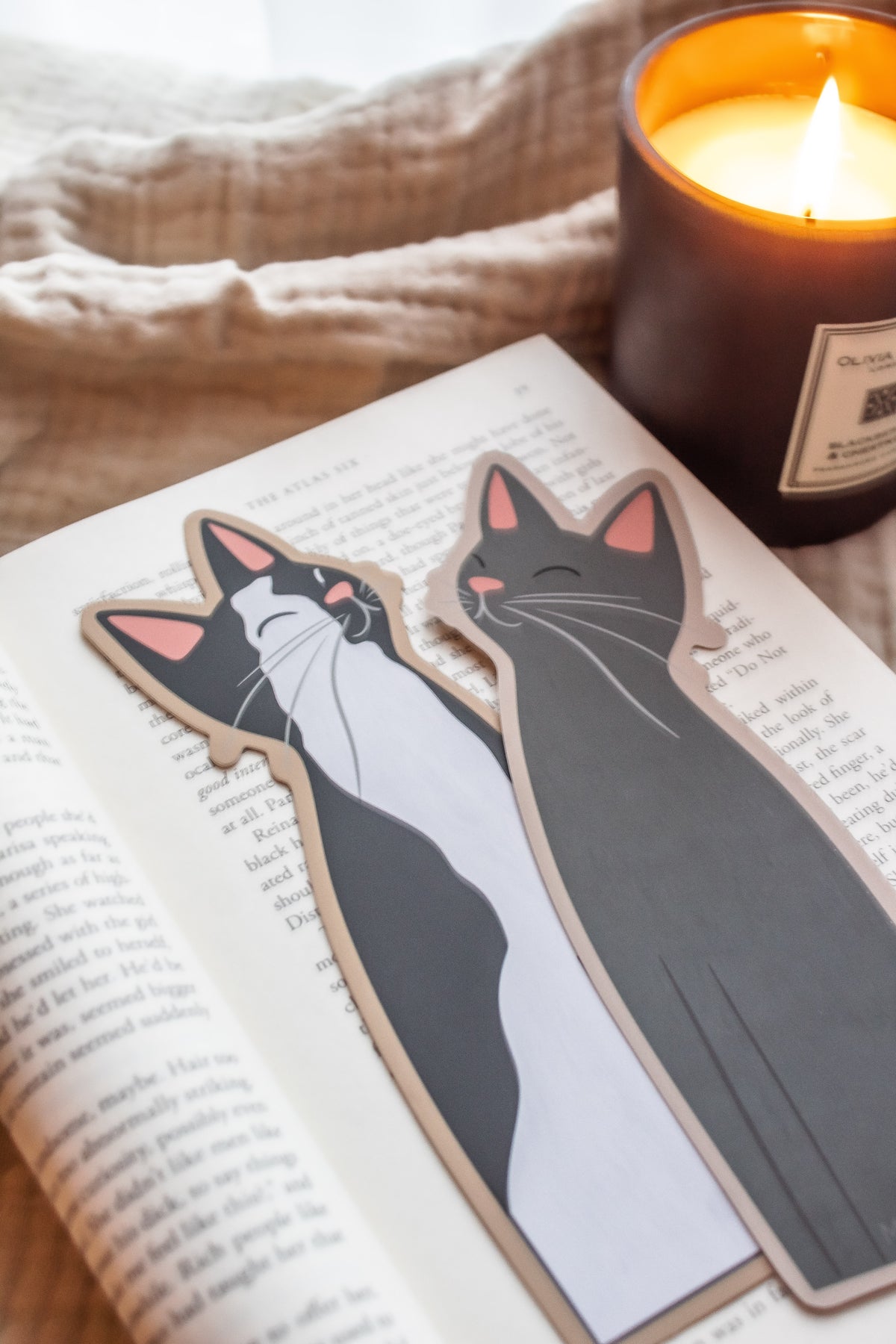 Little Black & White Kitty Cat Die-Cut Bookmark