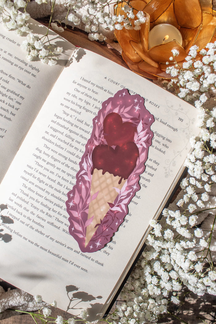 Heart Cone Valentines Day Die-Cut Bookmark