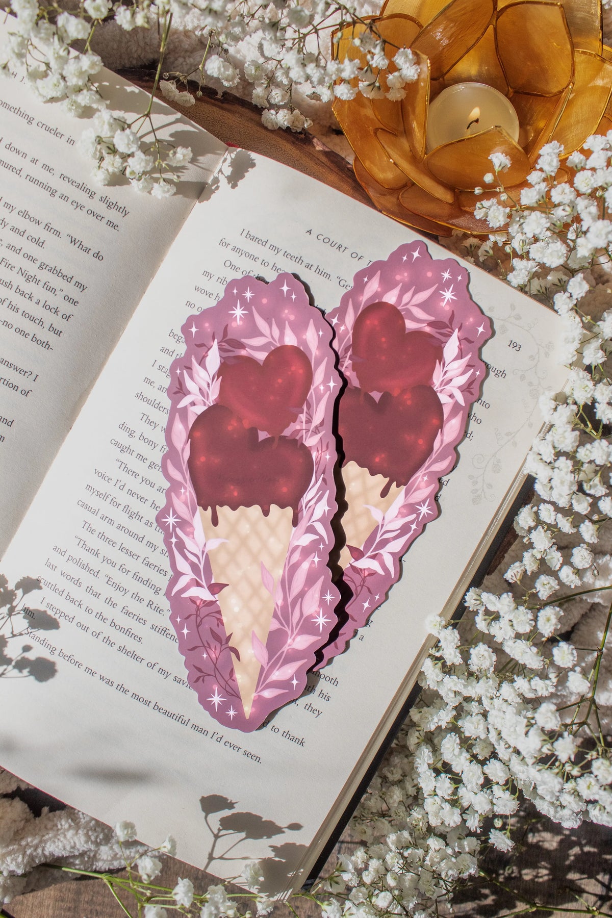Heart Cone Valentines Day Die-Cut Bookmark
