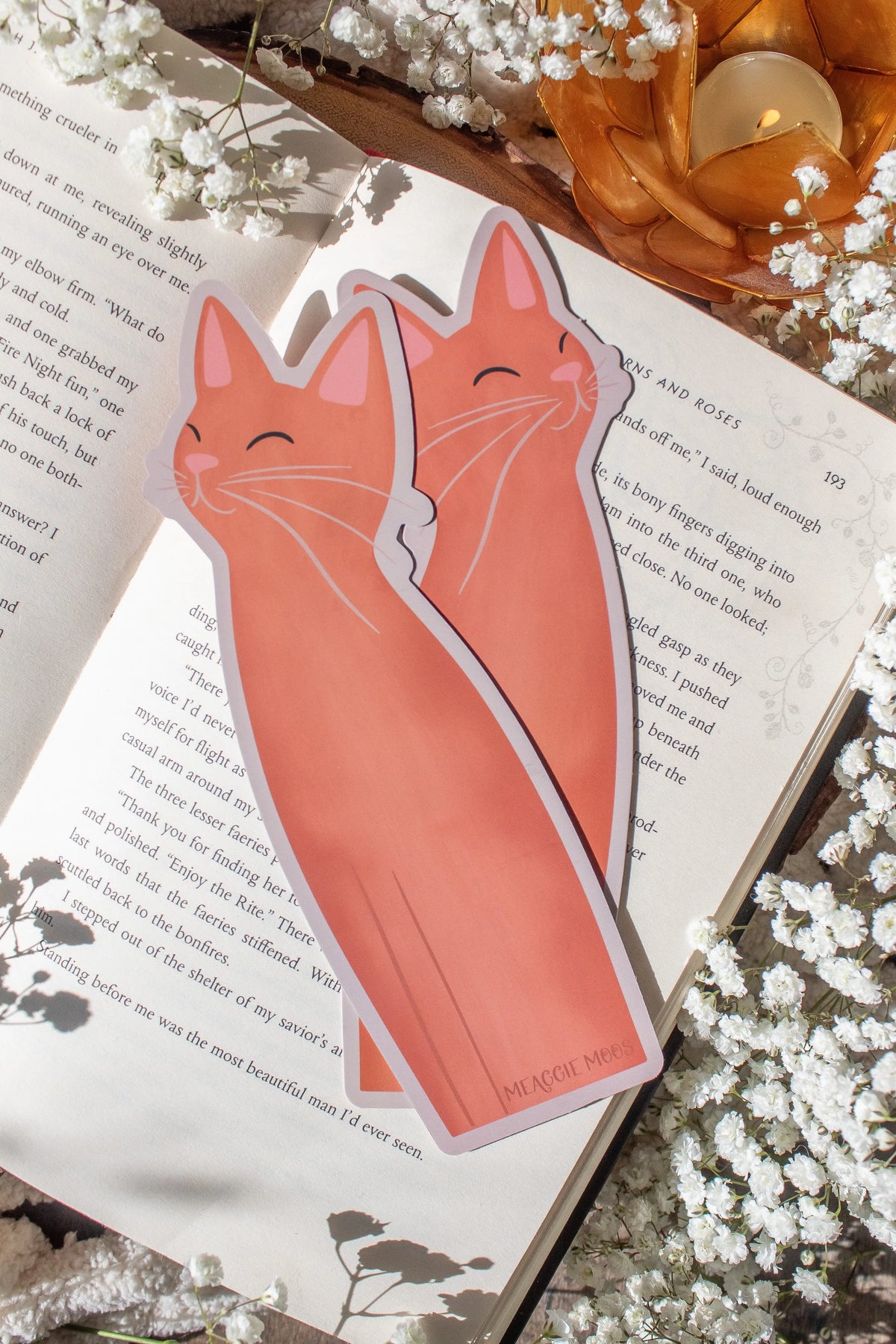 Orange Kitty Cat Die-Cut Bookmark