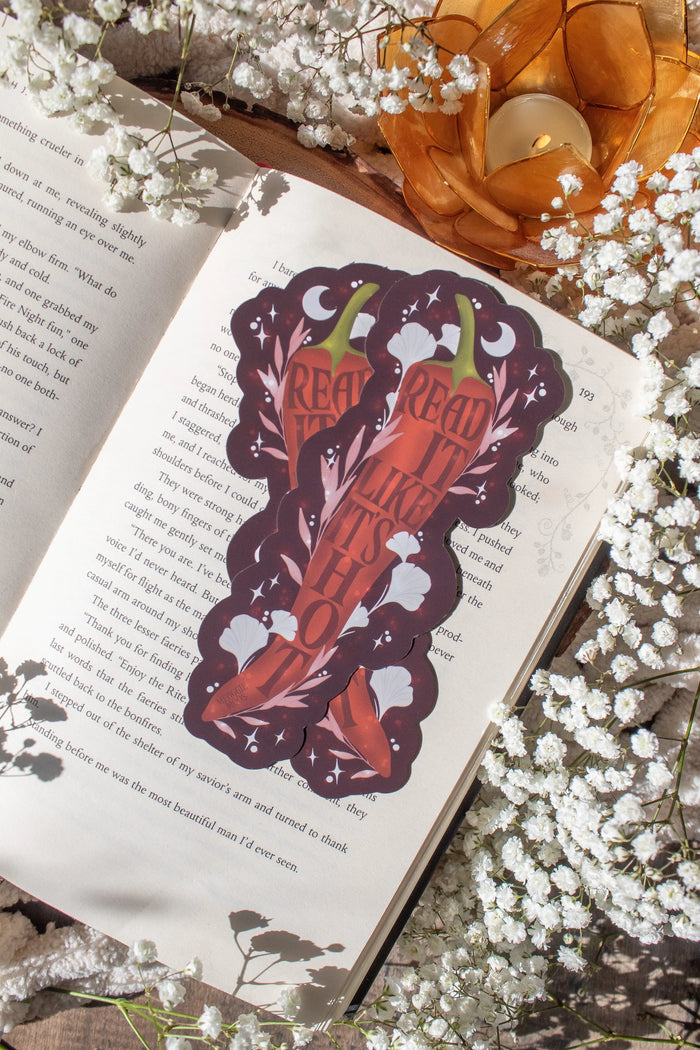 Read It Like It's Hot Pepper Romance Reader Die-Cut Bookmark