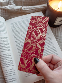 Gold Foil Crimson Bookmark | Floating Books