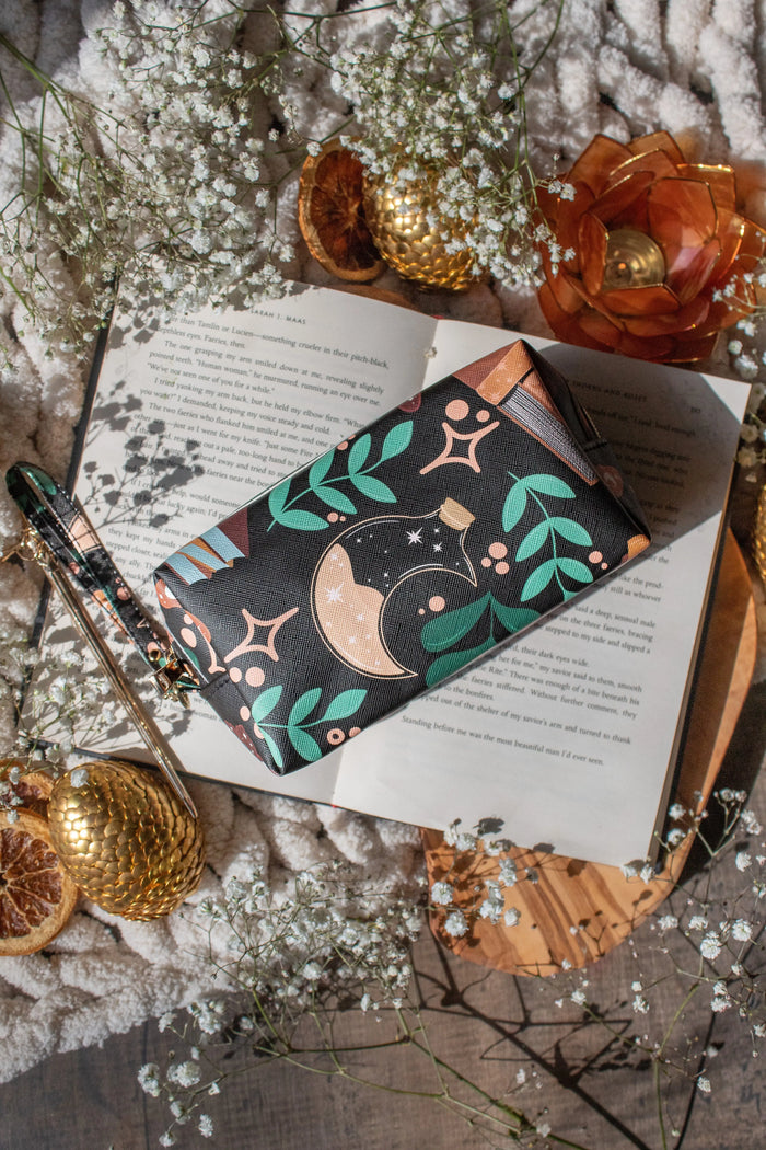 Bookish Cosmetic / Pencil Pouch Zip Bag | Burgundy Books