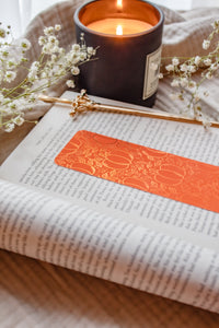 Autumn Orange Foil Bookmark | Harvest Pumpkins