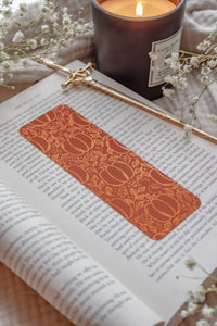 Autumn Orange Foil Bookmark | Harvest Pumpkins