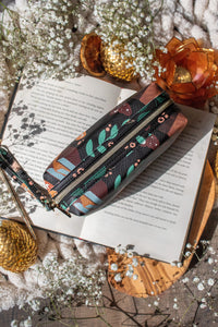 Bookish Cosmetic / Pencil Pouch Zip Bag | Burgundy Books