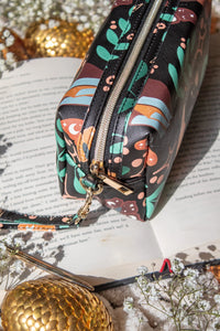 Bookish Cosmetic / Pencil Pouch Zip Bag | Burgundy Books