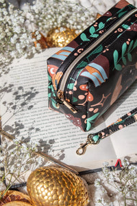 Bookish Cosmetic / Pencil Pouch Zip Bag | Burgundy Books
