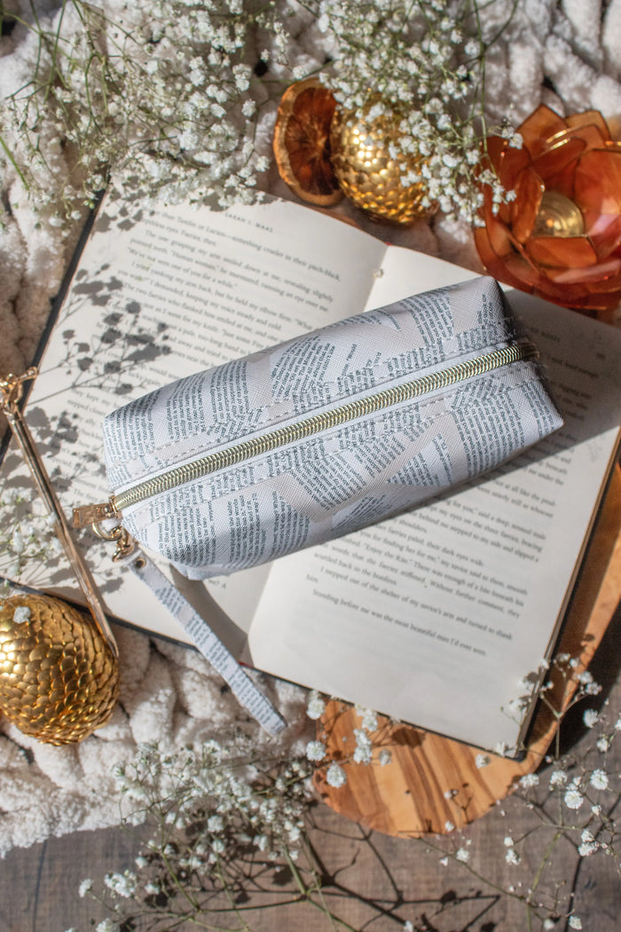 Bookish Cosmetic / Pencil Pouch Zip Bag | Book Pages