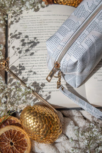 Bookish Cosmetic / Pencil Pouch Zip Bag | Book Pages