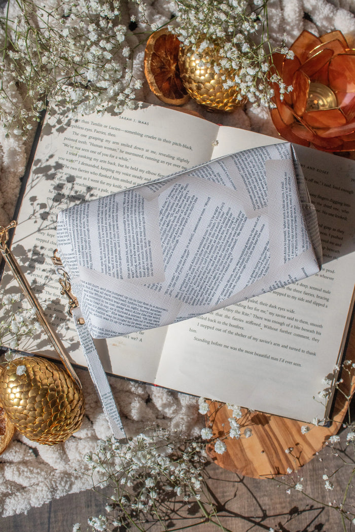 Bookish Cosmetic / Pencil Pouch Zip Bag | Book Pages