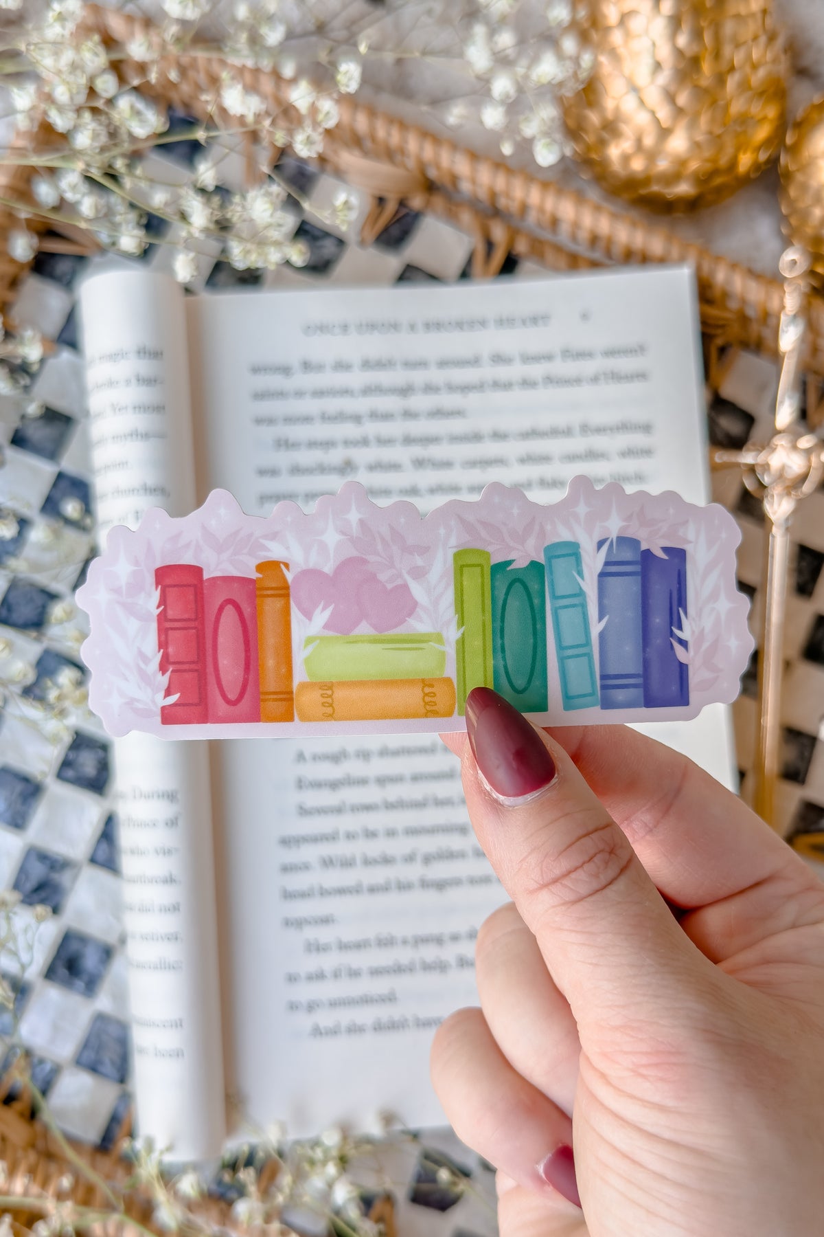 Rainbow Bookshelf Waterproof Vinyl Kindle Width Sticker