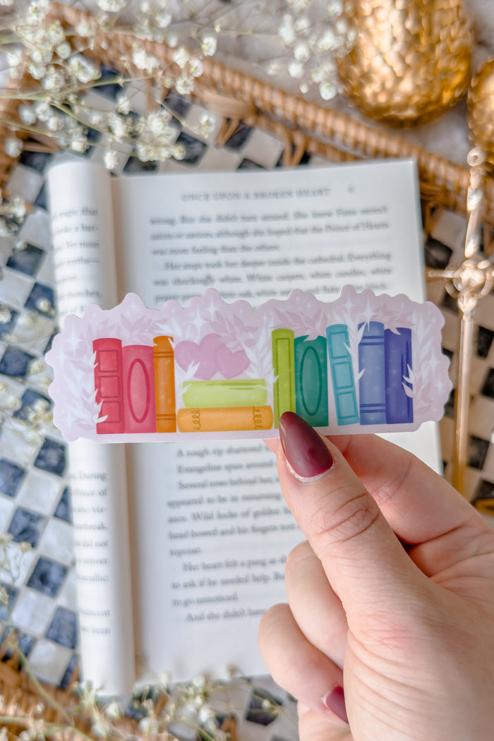 Rainbow Bookshelf Waterproof Vinyl Kindle Width Sticker
